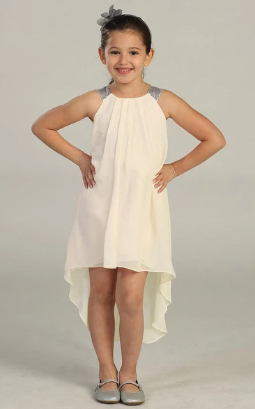 Knee-Length Chiffon&Sequins Flower Girl Dress