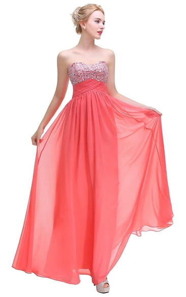 Sweetheart Floor-length Chiffon Dress with Sequins