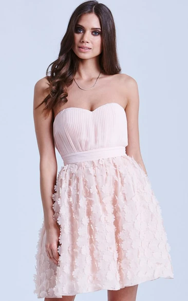 Sweetheart Cute A-Line Dress With Petals