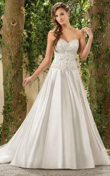Sweetheart A-Line Taffeta Gown With Crystal Bodice