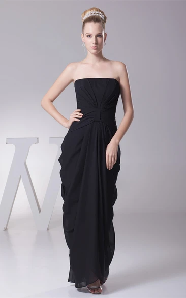 Sleeveless Ankle-Length Pencil Dress With Draping