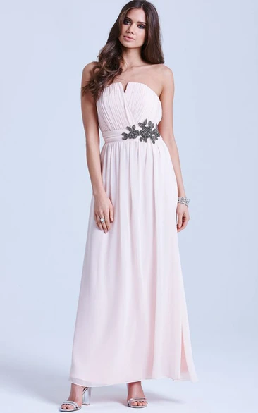 Chiffon Elegant Gown With Notched Neckline