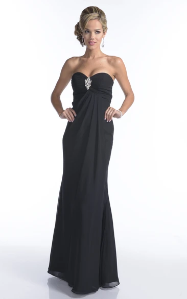 Strapless Empire Chiffon A-Line Bridesmaid Dress Featuring Shining Rhinestones