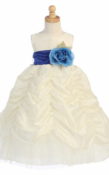 Tiered Tulle&Taffeta Flower Girl Dress