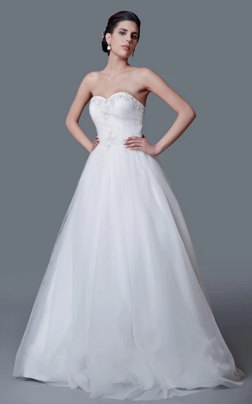 Gorgeous Strapless Backless Ball Gown With Beading Belt