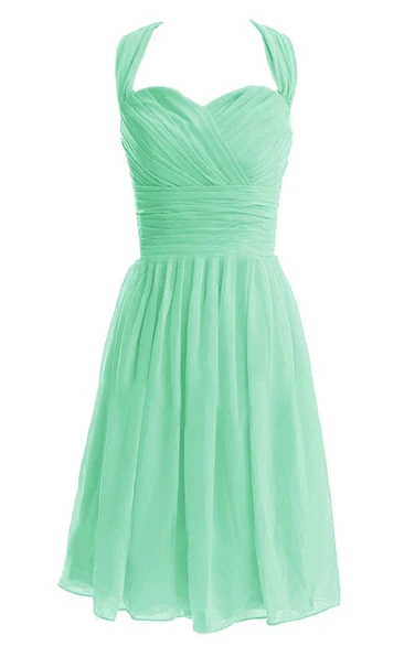 Halter Sweetheart Short Dress With Ruched Band