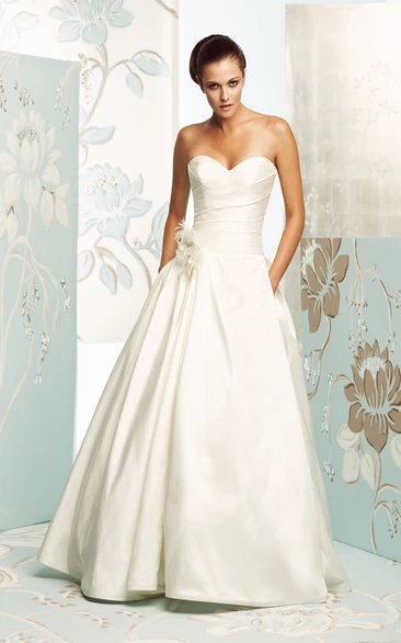 Unique Sweetheart A-Line Dress With Floral Detail