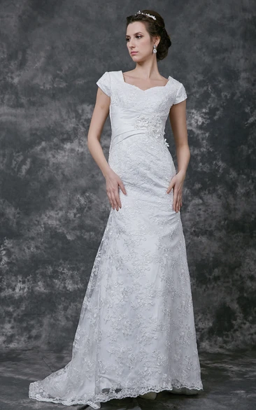 Ethereal Slim-fitting Crystal-beaded A-line Wedding Gown