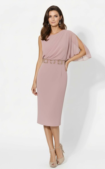 Sleeveless Chiffon Tea-Length Mother of the Bride Dress