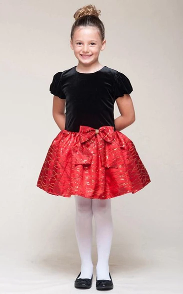 Short Bowed Sequins Flower Girl Dress With Tiers