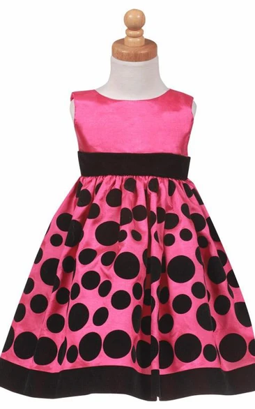 Tea-Length Tiered Taffeta Flower Girl Dress With Split