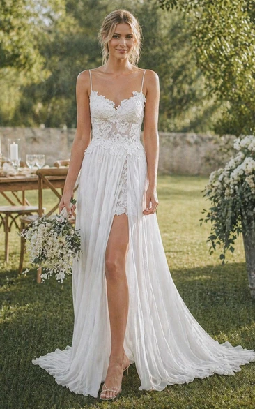Beach Boho Wedding Dress | Hawaiian Lightweight White Flowy Bridal Gown