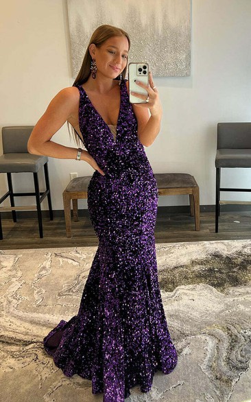Violet Sequin Mermaid Gown