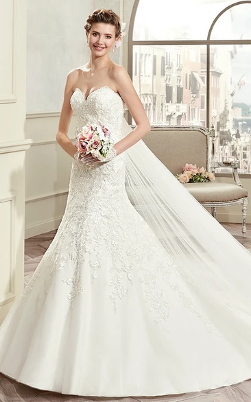 Sweetheart Sheath Wedding Dress with Mermaid Style and Detachable Train