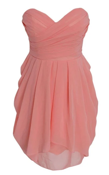 Exquisite Sweetheart Drapped Short Dress With Zipper Back