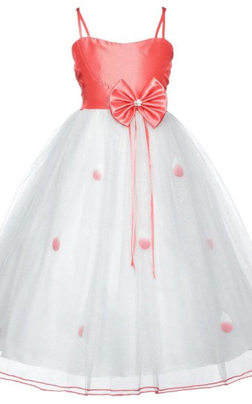 Sleeveless Dress With Spaghetti Straps and Bow