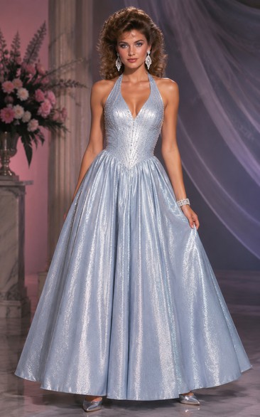 Princess Ball Gown Halter Taffeta Quinceanera Dress with Pleats