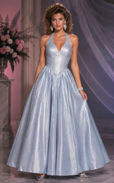Princess Ball Gown Halter Taffeta Quinceanera Dress with Pleats