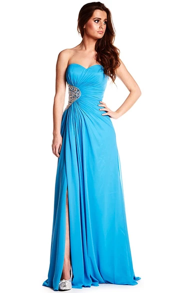 Sleeveless Sweetheart Beaded Chiffon Prom Dress