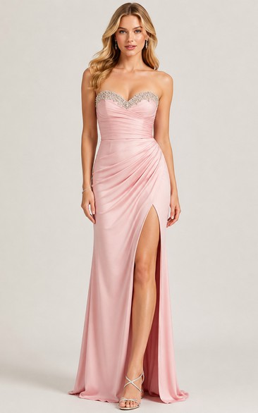 Sheath Sweetheart Chiffon Prom Dress with Ruching