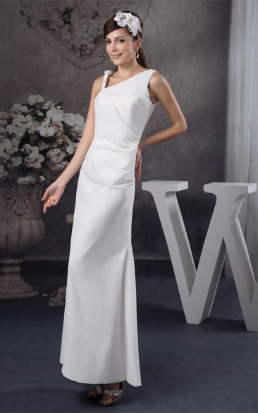 Asymmetrical Ankle-Length Ruching and Dress With Side Slit