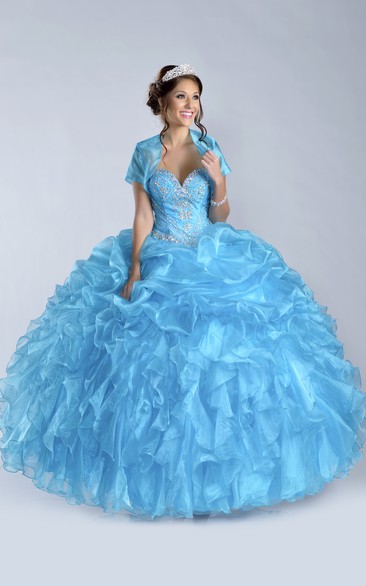 Crystal Detailed Corset Ball Gown With Lace-Up Back