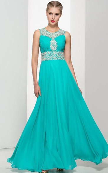 Backless Straps Beading Pleats Long Prom Dress