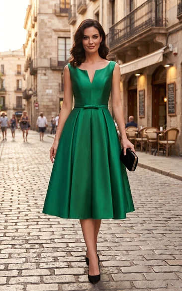 1950s Cocktail Dress | Emerald Green Tea Length Prom Gown | Vintage Formal Party Wear