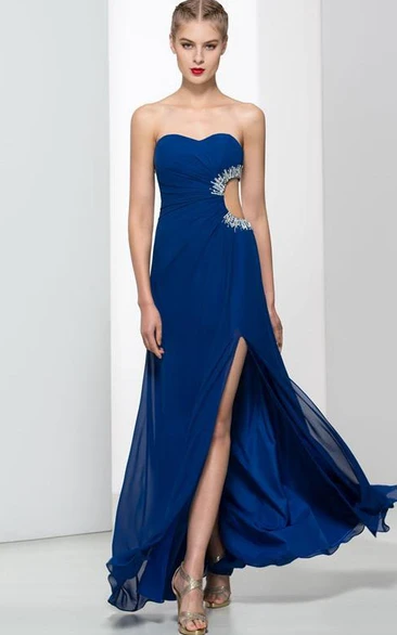 Sweetheart Beading Split-Front Hollow Prom Dress