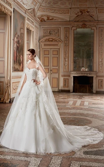 Ball Gown Sweetheart Tulle&Lace Wedding Dress With Draping