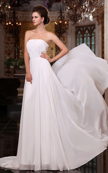 Simple Ruched Bust Chiffon Dress With Ruffles