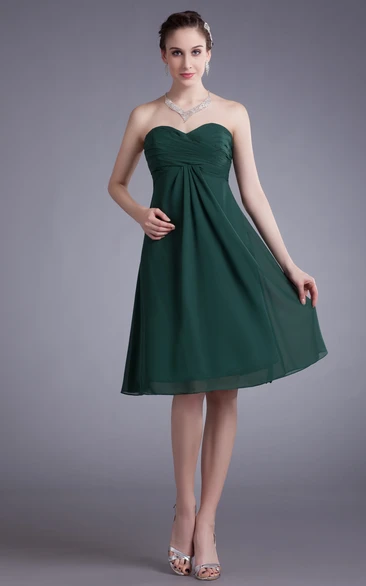 Sweetheart Chiffon Dress With Pleating and Ruching