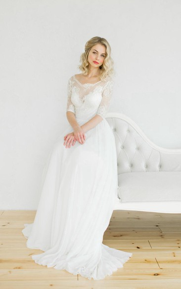 White Vintage Style Wedding Weddig Vow Renewal Dress