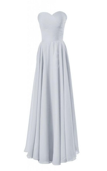 Sweetheart Long Chiffon Gown With Crisscross Ruching