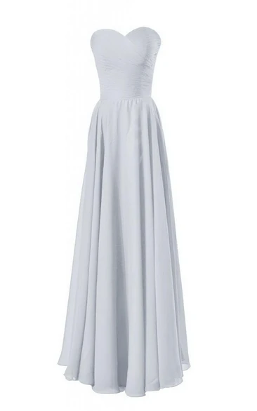 Sweetheart Long Chiffon Gown With Crisscross Ruching