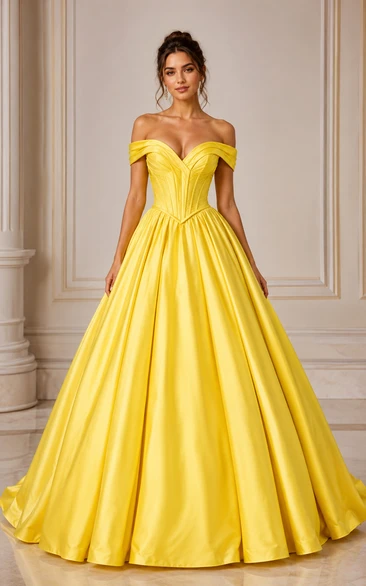 Daffodil Off-the-Shoulder Satin Ball Gown