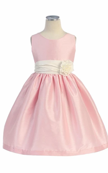 Tea-Length Tiered Flower Girl Dress