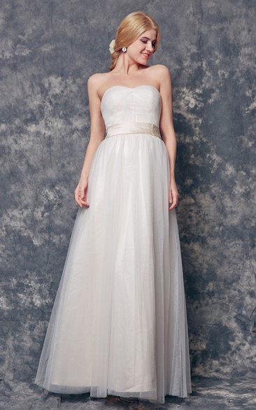 Charming Backless Sweetheart A-line Tulle Dress With Sash