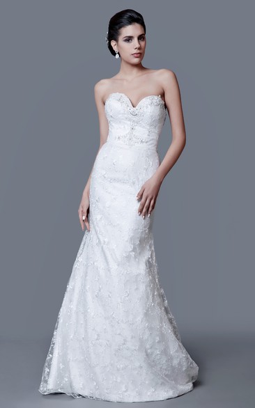 Unique Sweetheart Long Sheath Dress With Belt