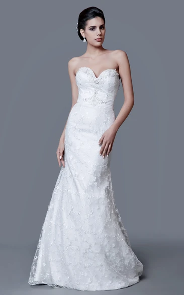 Unique Sweetheart Long Sheath Dress With Belt