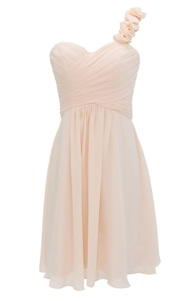 Floral One-shoulder Pleated Short Dress With Lace-up Back