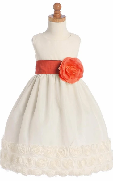 Tea-Length Tiered Tulle Flower Girl Dress