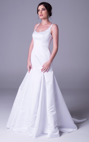 Mermaid Sleeveless Strapped Maxi Satin Wedding Dress