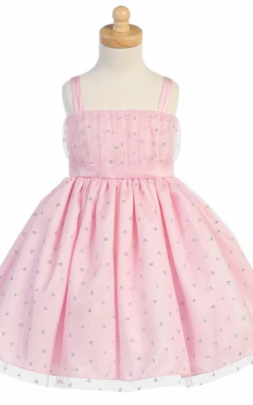 Spaghetti Tea-Length Tiered Tulle Flower Girl Dress