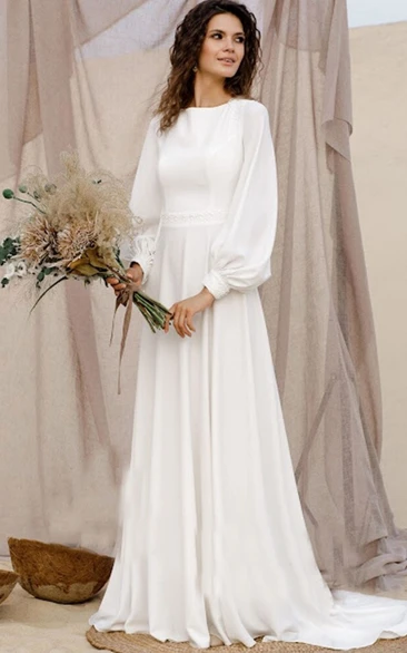 Casual Chiffon Muslim Robe Modest Summer Flowy Wedding Dress