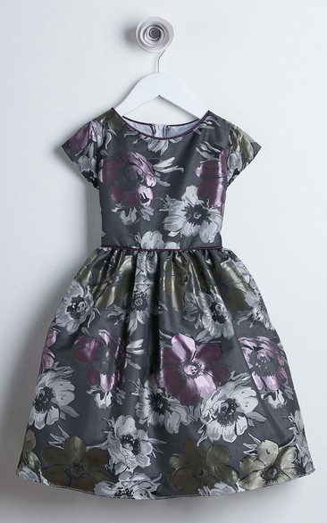 Floral Tiered Satin Flower Girl Dress With Embroidery