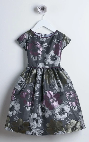 Floral Tiered Satin Flower Girl Dress With Embroidery