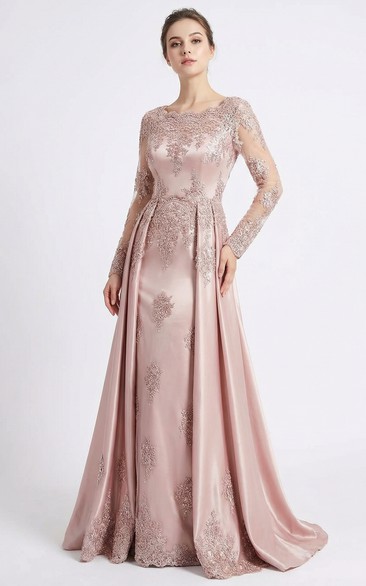 Long Sleeve Chiffon Mother of the Bride Dress