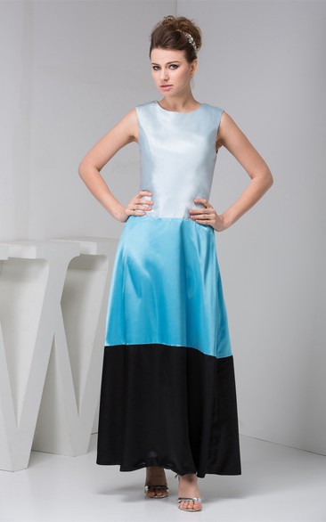 Mute-Color A-Line Satin Gown With Zipper Back