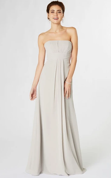 Ruched Strapless Chiffon Bridesmaid Dress